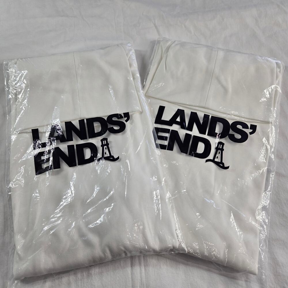 Lands' End Men's Cotton Supima Turtleneck LOT/2 White Size XL Long Sleeve 436677